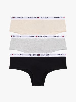 Tommy Logo Bikini Shorty 3-Pack, Light Grey Heather / Black / Heathered Oat