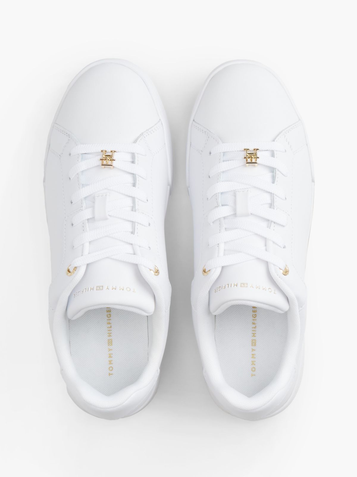 Metallic Accent Leather Sneaker — White