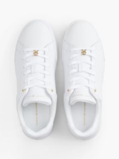 Metallic Accent Leather Sneaker — White 3