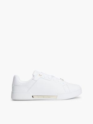 Metallic Accent Leather Sneaker, White