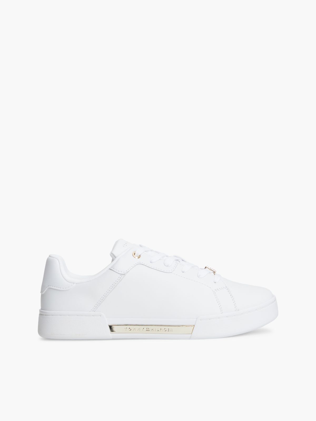 Metallic Accent Leather Sneaker — White