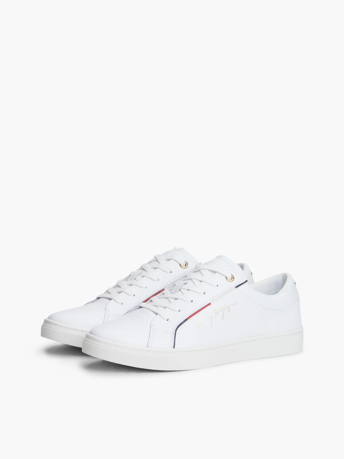 Foiled Script Logo Sneaker — White
