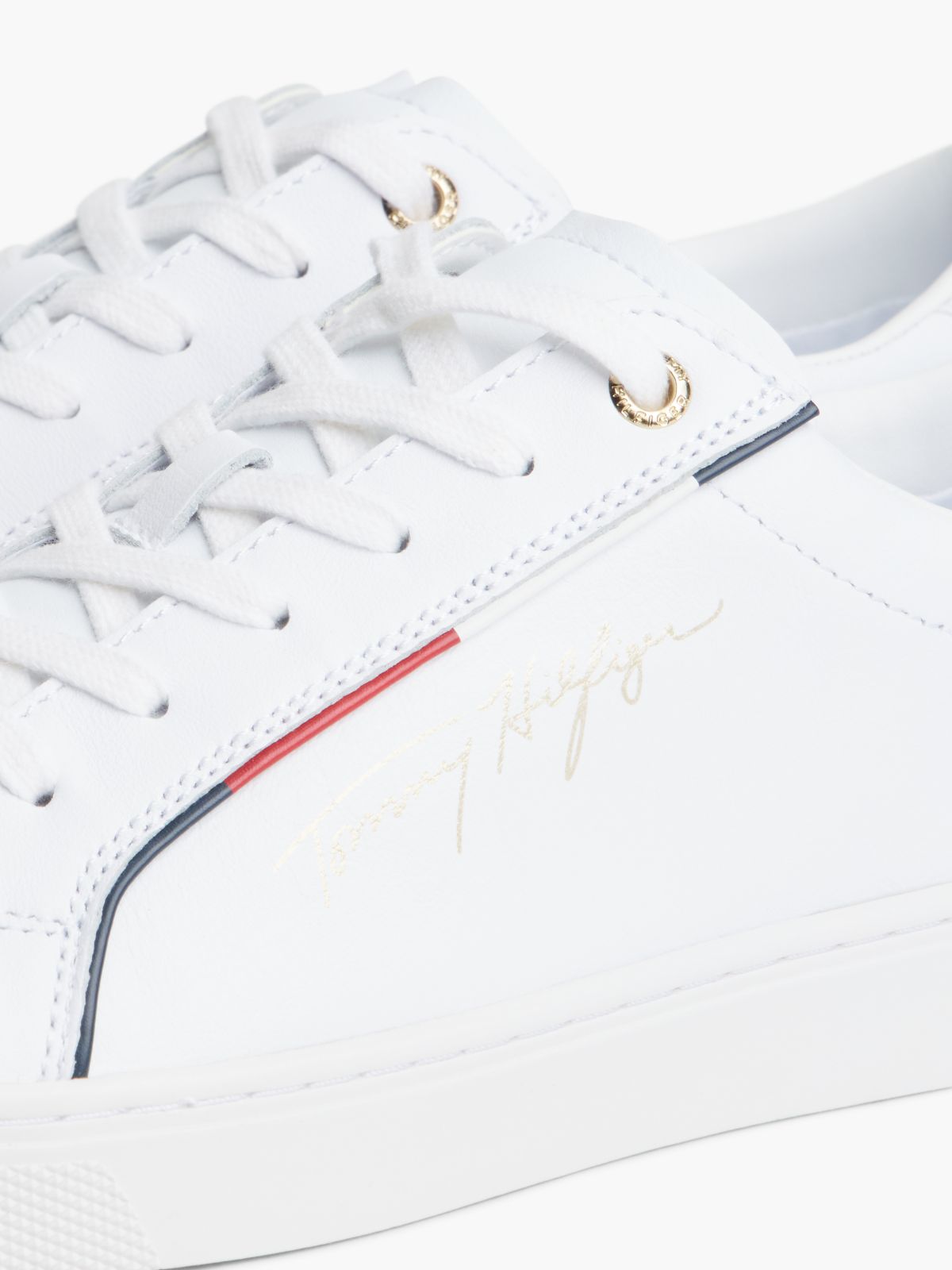 Foiled Script Logo Sneaker — White