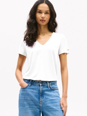 Relaxed Fit Drapey V-Neck T-Shirt, Optic White