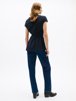 Stretch-Cotton Wrap Top | Tommy Hilfiger