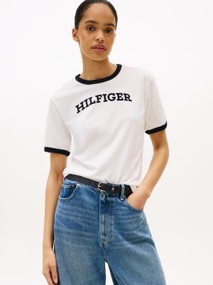 Flocked Monotype Logo T-Shirt, Ecru