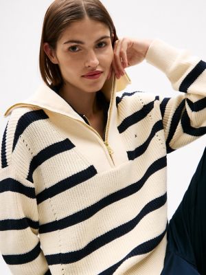 Stripe Half-Zip Sweater | Tommy Hilfiger USA Stripe Half-Zip Sweater | Tommy Hilfiger USA