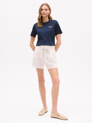 Gold Button Crewneck T-Shirt, Navy