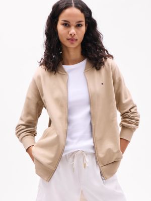 Sweatshirt Bomber, Beige