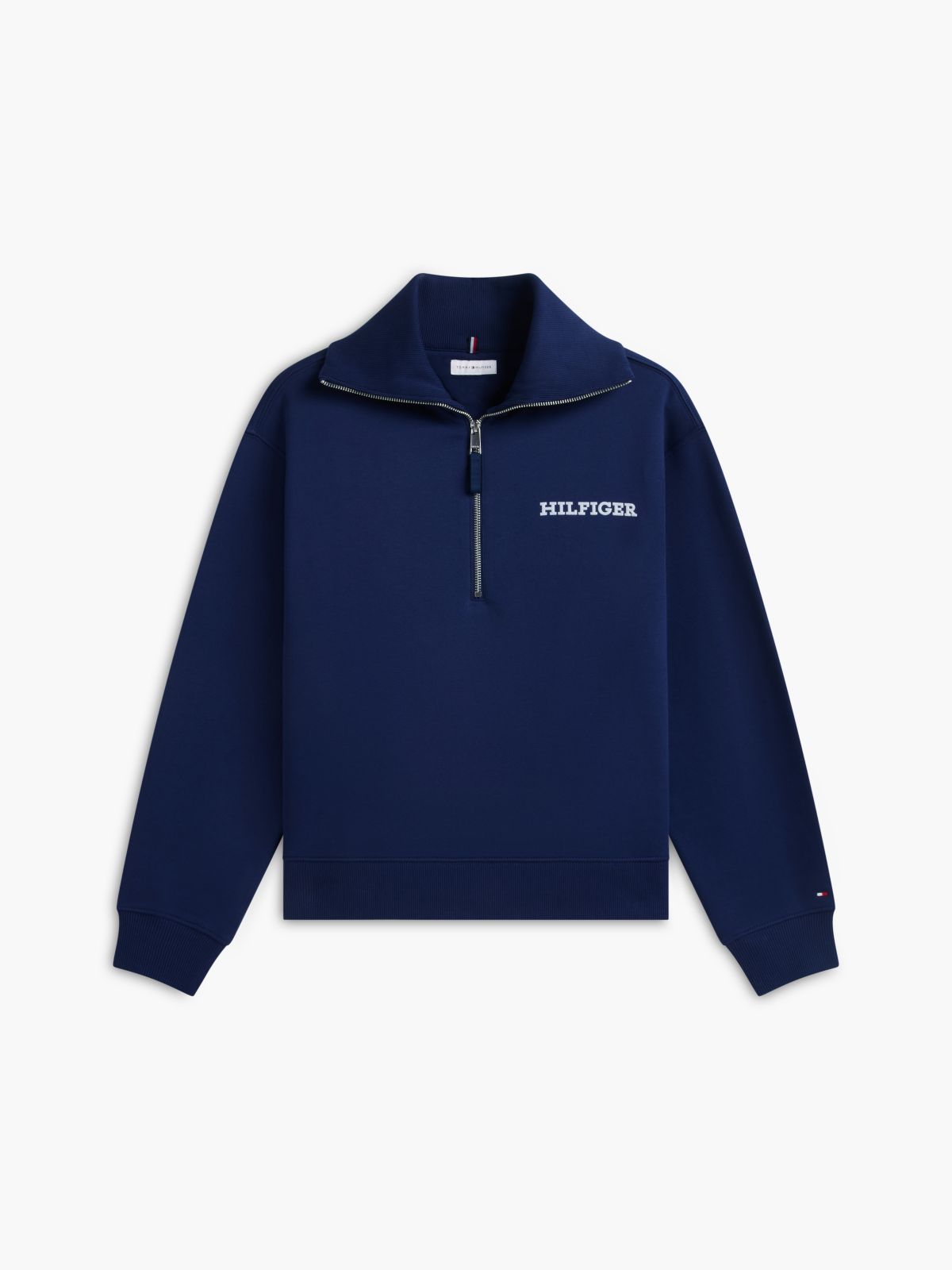 Flocked Monotype Quarter-Zip Sweatshirt — Preppy Navy