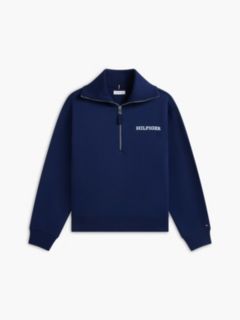 Flocked Monotype Quarter-Zip Sweatshirt — Preppy Navy 5