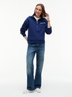 Flocked Monotype Quarter-Zip Sweatshirt — Preppy Navy 2