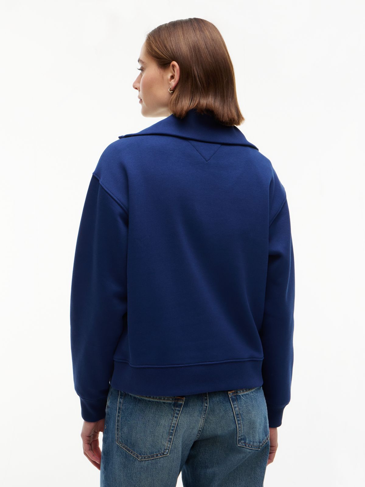 Flocked Monotype Quarter-Zip Sweatshirt — Preppy Navy