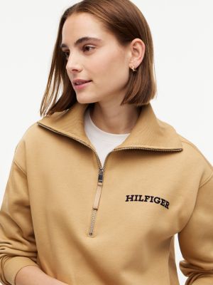 Женские худи Tommy Hilfiger Flocked Monotype Quarter-Zip Sweatshirt — фото 3