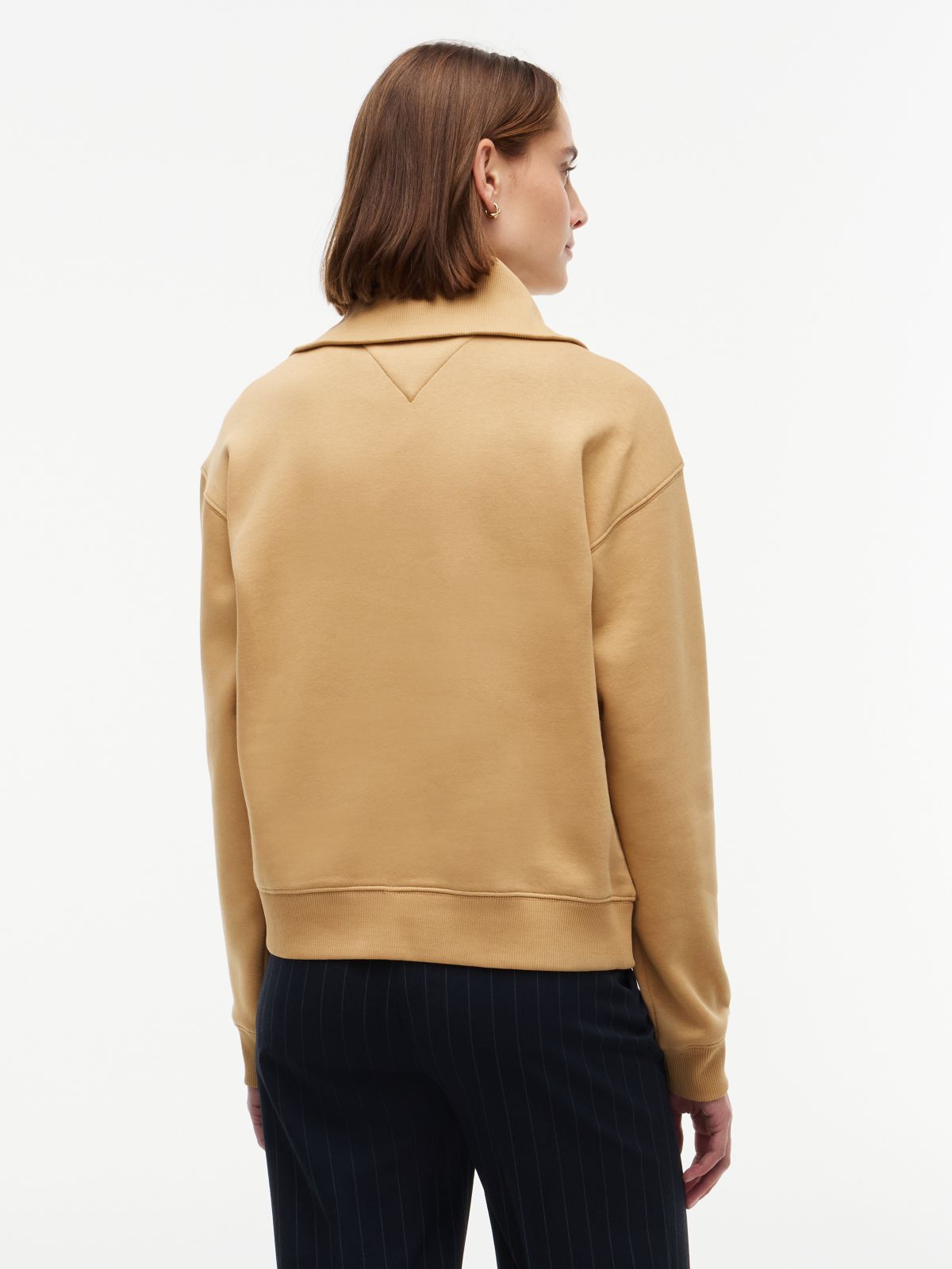 Flocked Monotype Quarter-Zip Sweatshirt — Classic Khaki