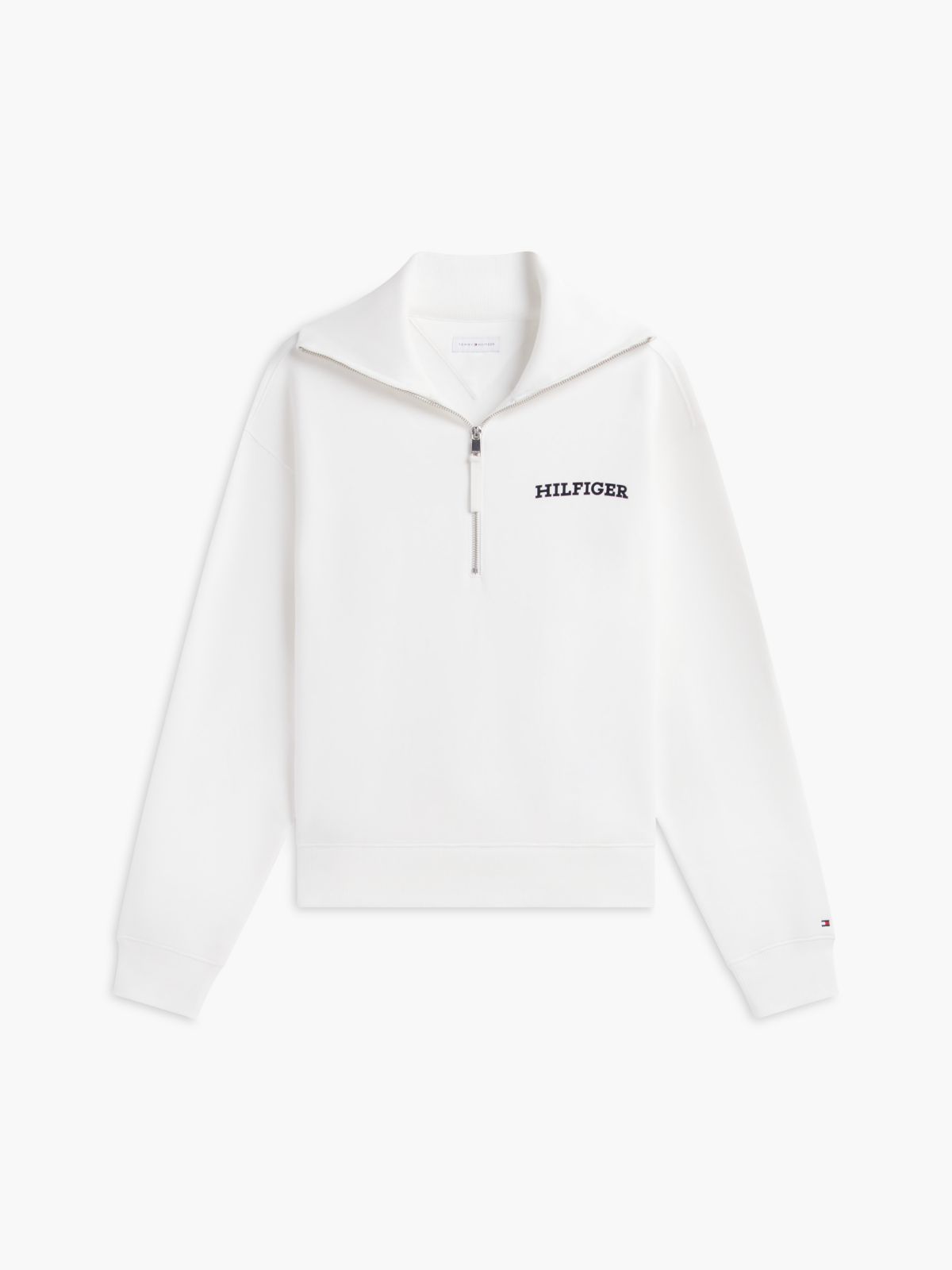 Flocked Monotype Quarter-Zip Sweatshirt — Ecru