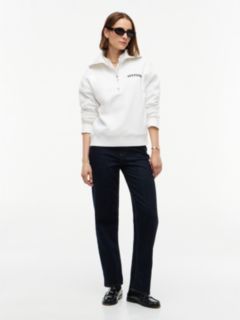 Flocked Monotype Quarter-Zip Sweatshirt — Ecru 2