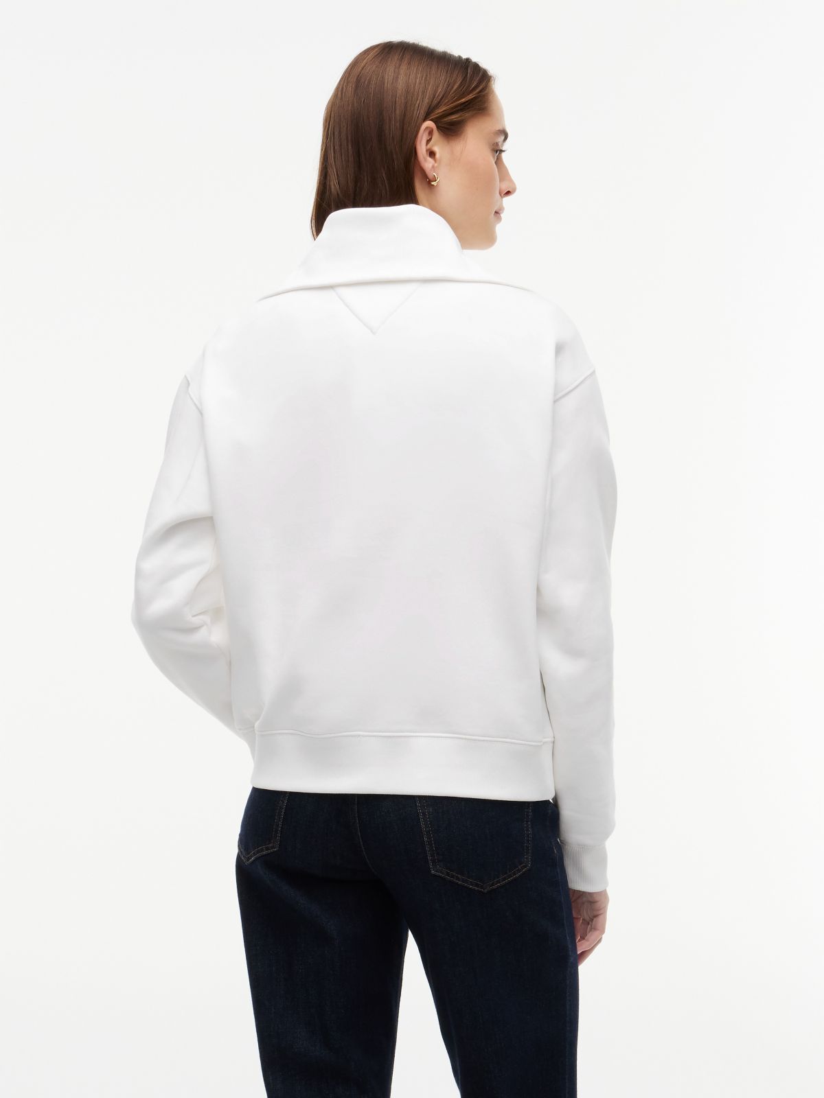 Flocked Monotype Quarter-Zip Sweatshirt — Ecru