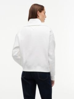 Flocked Monotype Quarter-Zip Sweatshirt — Ecru 4