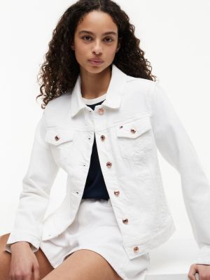 Женские куртки Tommy Hilfiger Slim Fit White Stretch-Denim Jacket — фото 3