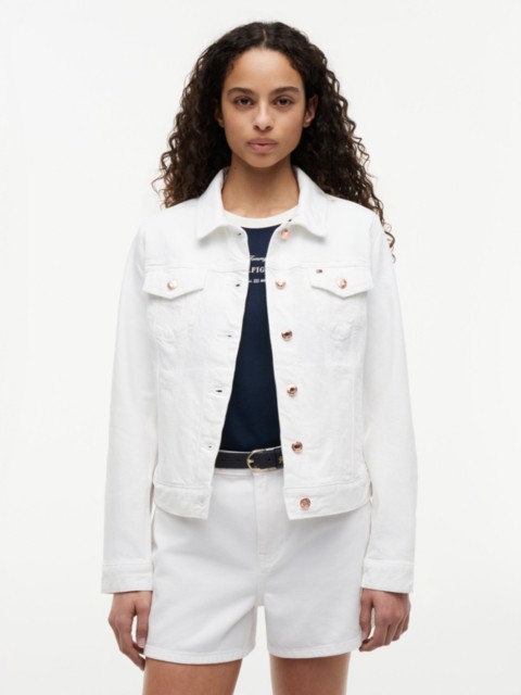 Женские куртки Tommy Hilfiger Slim Fit White Stretch-Denim Jacket