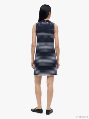 blue striped sleeveless dress Egyptian Blue Striped Mini Slip Dress – DATURA main image 0