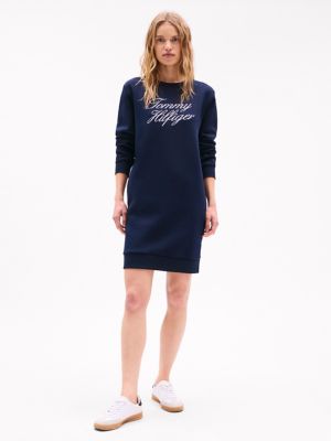 Script Logo Sweatshirt Dress, Navy