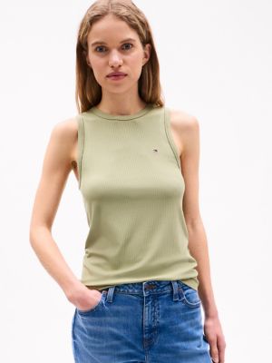 Slim Fit Stretch-Rib Tank Top, Faded Olive
