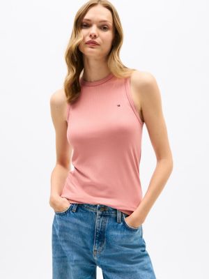 Slim Fit Stretch-Rib Tank Top, Teaberry Blossom