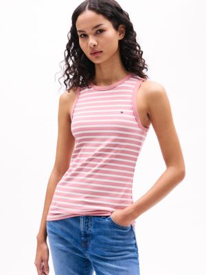 Slim Fit Stretch-Rib Stripe Tank Top, Teaberry Blossom Multi Stripe