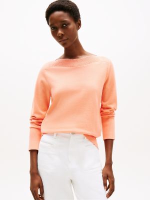 Boatneck Sweater, Peach Dusk