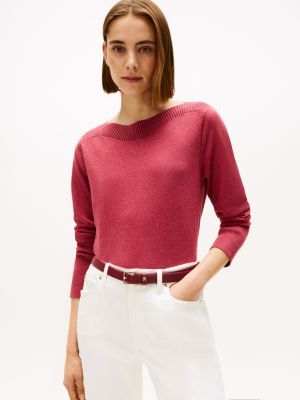 Boatneck Sweater, Red