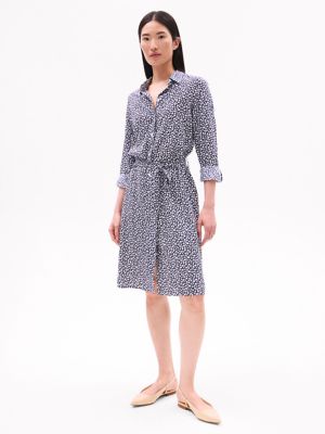 Floral Print Shirtdress, Navy Multi