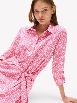 Floral Print Shirtdress, Fandango Pink Multi