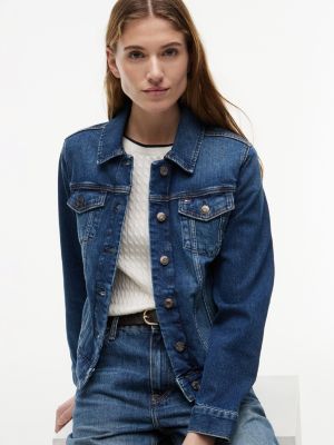 Женские куртки Tommy Hilfiger Slim Fit Dark Wash Stretch-Denim Jacket — фото 3