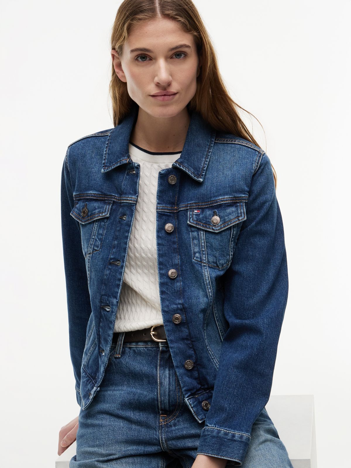 Slim Fit Dark Wash Stretch-Denim Jacket — Dark Wash