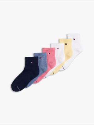 Quarter Top Sock 6-Pack, Petal Red/Multi