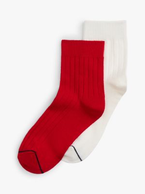 Mini Rib-Knit Trouser Sock 2-Pack, Primary Red / Multi