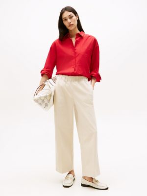 Pull-On Wide-Leg Ankle Pant, Classic Beige