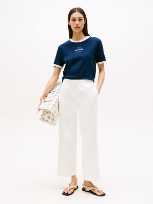 Pull-On Wide-Leg Ankle Pant, Ecru