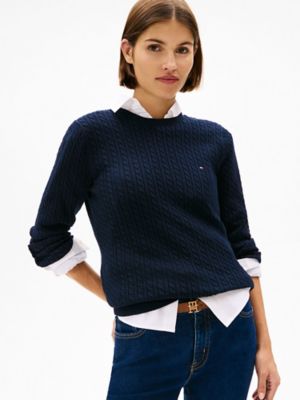 Cable Knit Sweater, Navy