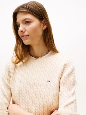 売れ筋商品|||トミーヒルフィガー ニット&セーター レディース アウター CABLE SWEATER - Jumper - oat セール】W CABLE PETIT C- NK SWEATER（ニット/セーター