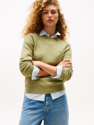 Cable Knit Sweater, Faded Olive