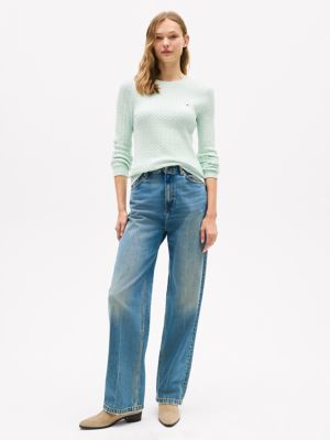 Cable Knit Sweater, Minty Essence
