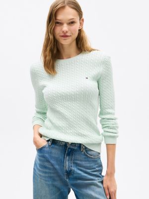 Cable Knit Sweater, Minty Essence