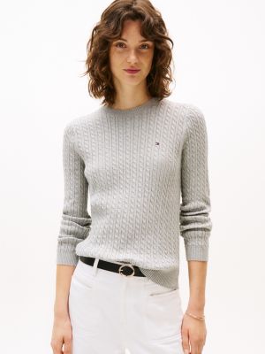 Cable Knit Sweater, Grey