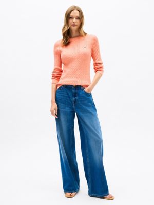 Cable Knit Sweater, Peach Dusk