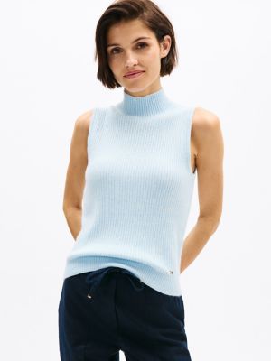 Mockneck Tank Sweater, Keepsake Blue