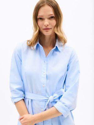 Border Stripe Shirtdress, Vessel Blue Stripe