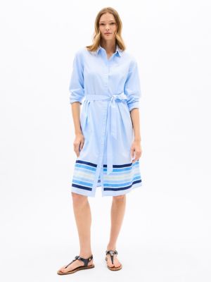 Border Stripe Shirtdress, Vessel Blue Stripe
